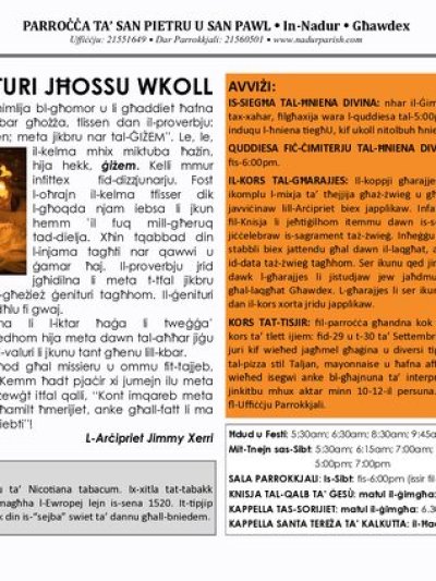Cover of il-Bullettin, 1 August 2021