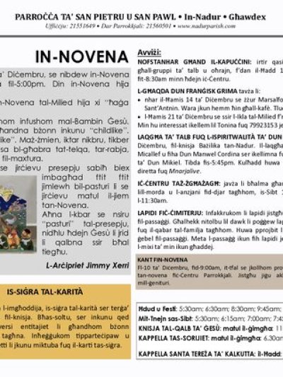 Cover of il-Bullettin, 10 December 2023