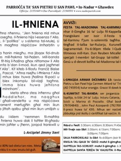 Cover of il-Bullettin, 11 July 2021