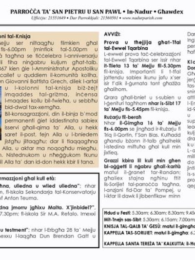 Cover of il-Bullettin, 11 May 2025