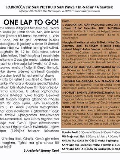 Cover of il-Bullettin, 12 December 2021