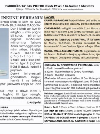 Cover of il-Bullettin, 12 March 2023