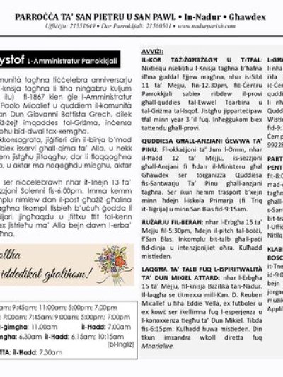 Cover of il-Bullettin, 12 May 2024