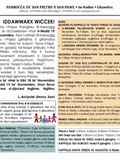 Cover of il-Bullettin, 12 November 2023