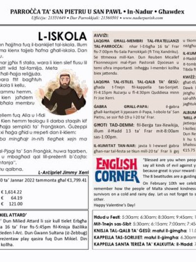 Cover of il-Bullettin, 13 February 2022