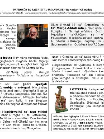 Cover of il-Bullettin, 13 September 2026