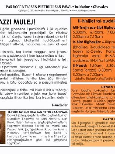 Cover of il-Bullettin, 14 June 2020