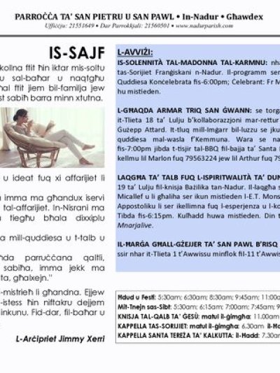 Cover of il-Bullettin, 16 July 2023