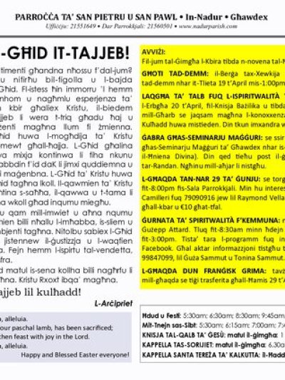 Cover of il-Bullettin, 17 April 2022