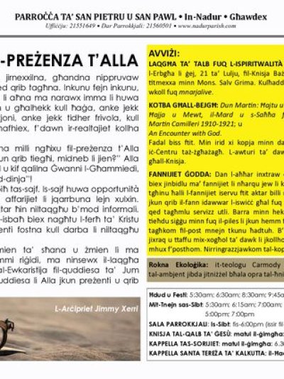 Cover of il-Bullettin, 18 July 2021