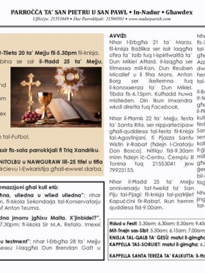 Cover of il-Bullettin, 18 May 2025