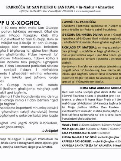 Cover of il-Bullettin, 2 May 2021