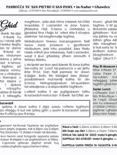 Cover of il-Bullettin, 20 April 2025