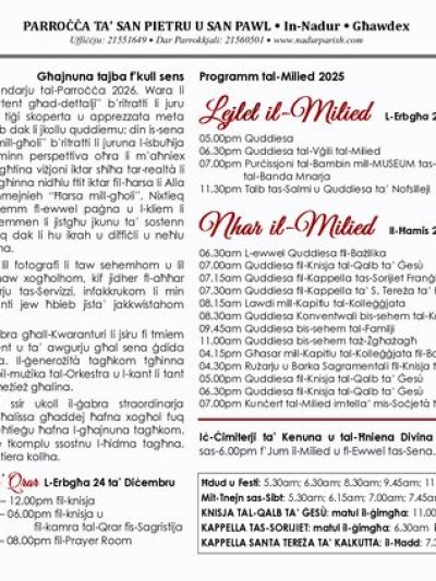 Cover of il-Bullettin, 21 December 2025