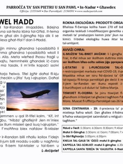 Cover of il-Bullettin, 21 February 2021