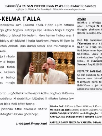 Cover of il-Bullettin, 21 January 2024