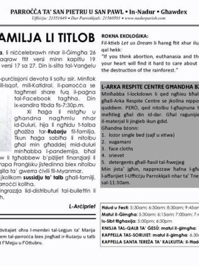 Cover of il-Bullettin, 21 March 2021