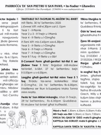 Cover of il-Bullettin, 21 September 2025