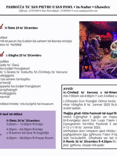 Cover of il-Bullettin, 22 December 2024