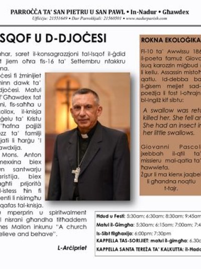 Cover of il-Bullettin, 23 August 2020