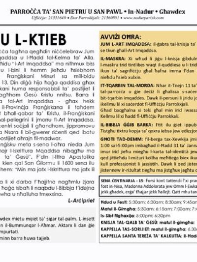 Cover of il-Bullettin, 24 January 2021