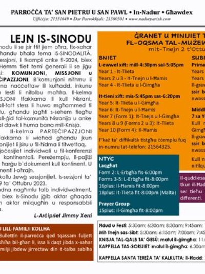 Cover of il-Bullettin, 24 September 2023