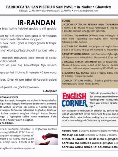 Cover of il-Bullettin, 27 February 2022