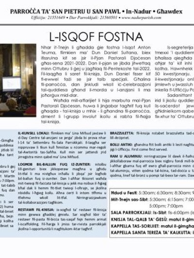 Cover of il-Bullettin, 29 August 2021