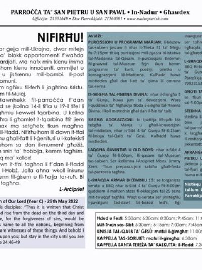 Cover of il-Bullettin, 29 May 2022