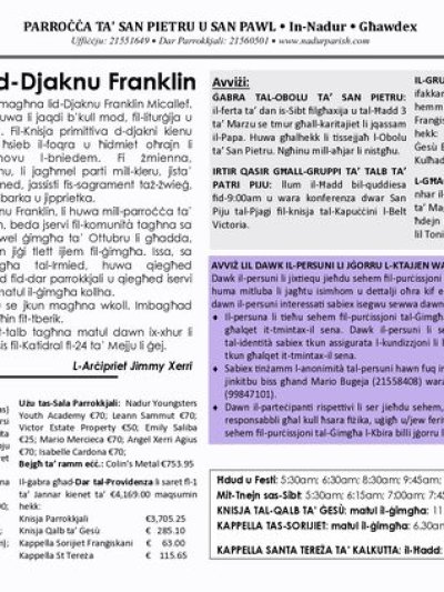 Cover of il-Bullettin, 3 March 2024