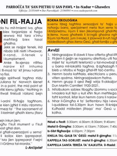 Cover of il-Bullettin, 30 August 2020