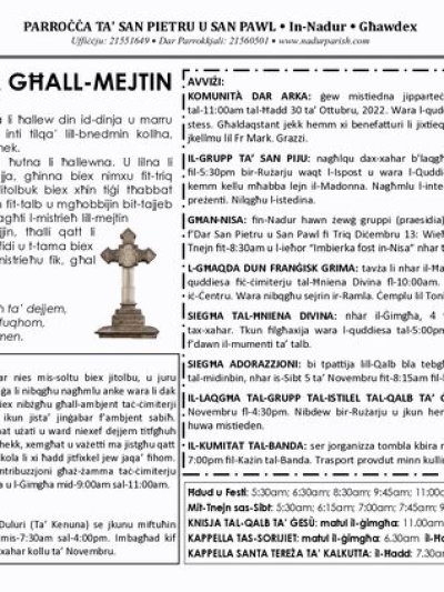 Cover of il-Bullettin, 30 October 2022