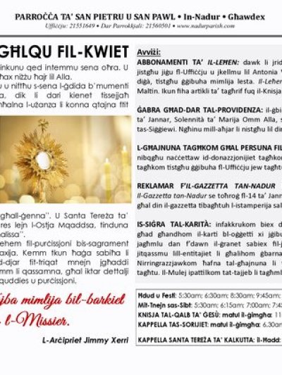 Cover of il-Bullettin, 31 December 2023