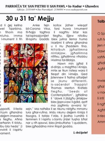 Cover of il-Bullettin, 31 May 2020