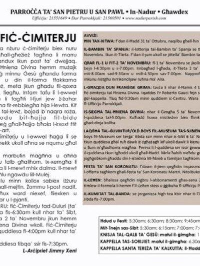 Cover of il-Bullettin, 31 October 2021