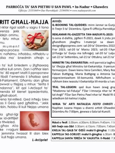 Cover of il-Bullettin, 4 December 2022