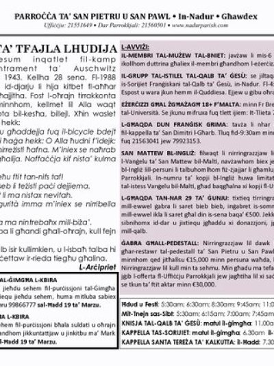 Cover of il-Bullettin, 5 March 2023