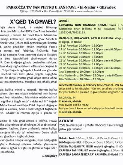 Cover of il-Bullettin, 7 August 2022