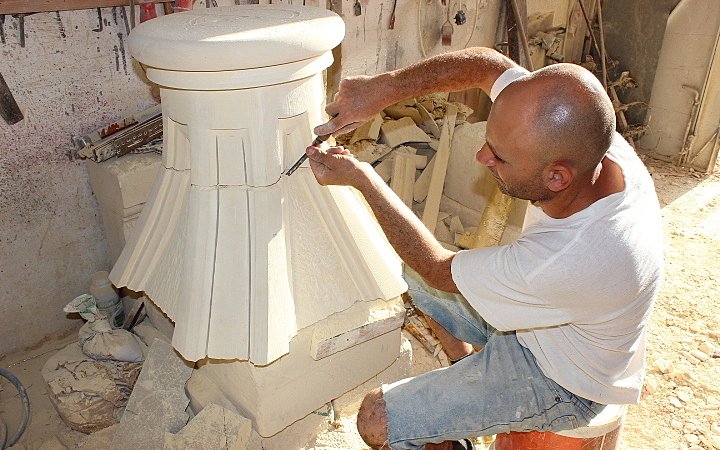Marco sculpting the base relief for ‘flame’