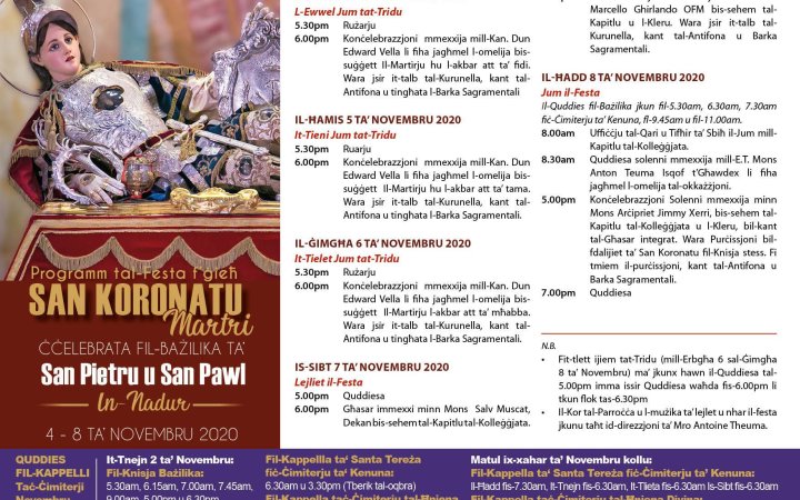 Feast of St Coronato 2020 – Programme